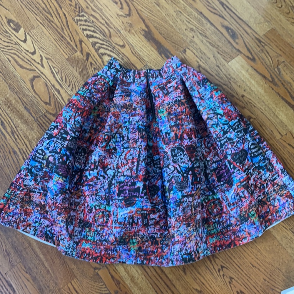 Maje grafiiti print scuba material skirt